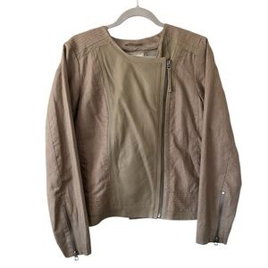 Lucky Brand Linen Cotton Lamb Leather Moto Jacket